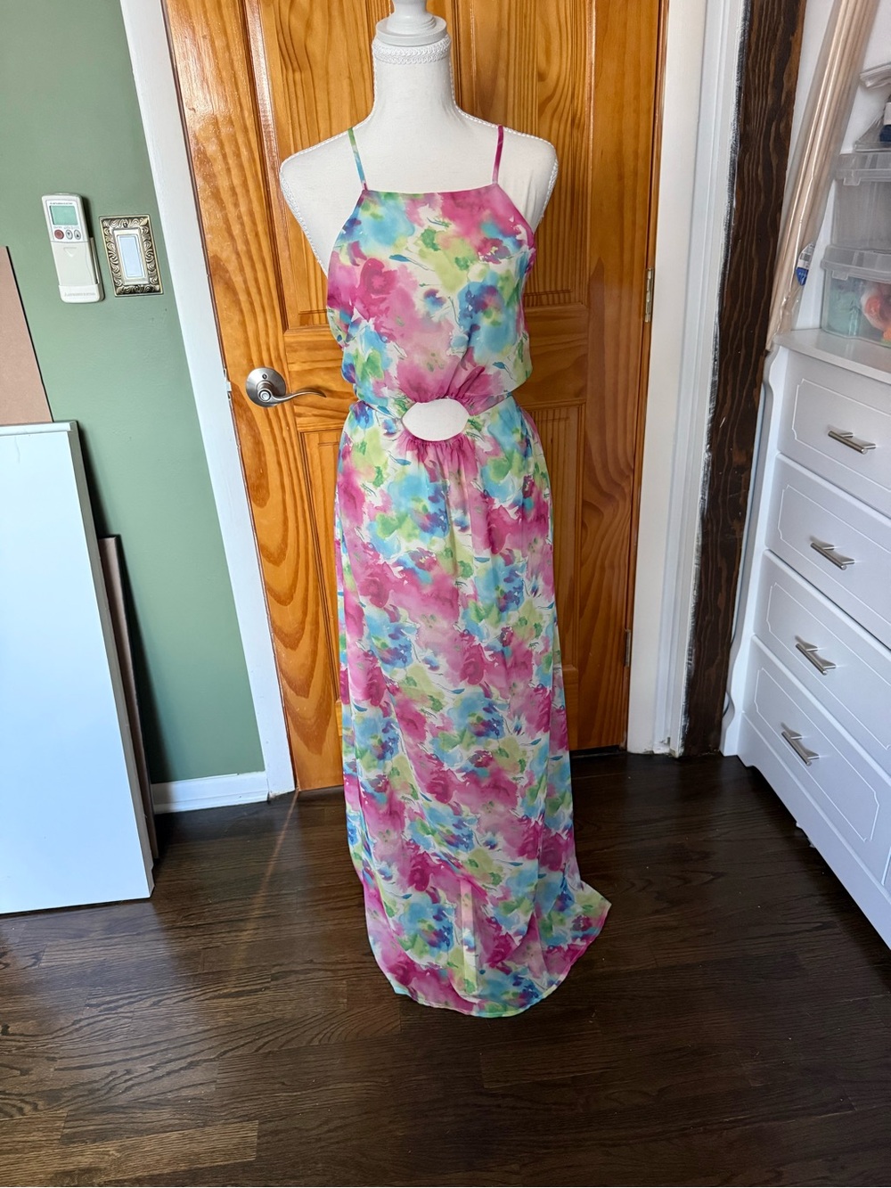 Peach Love California Pink Tie-Dye Dress with Peepholes